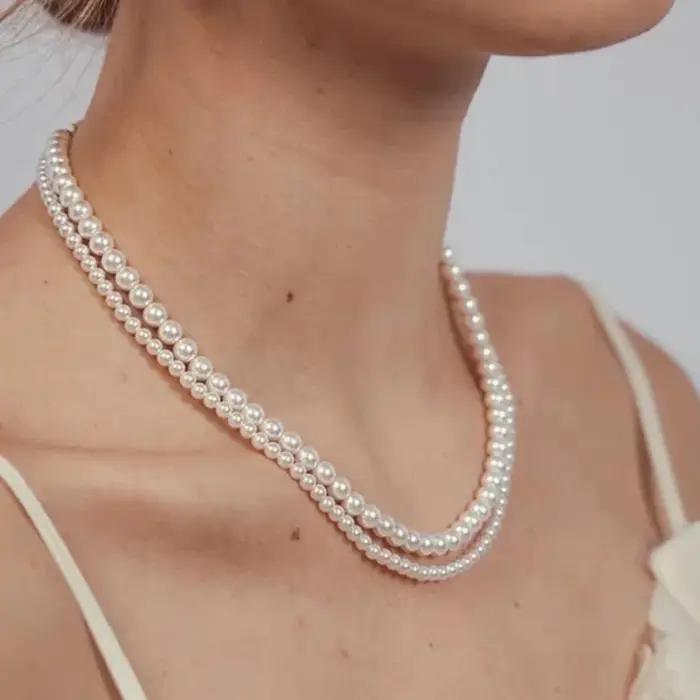 Collier de perles en acier inoxydable pour femmes et hommes