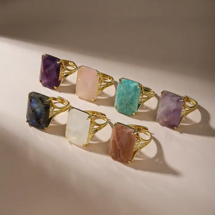 Bague en pierre d'améthyste naturelle pour femmes