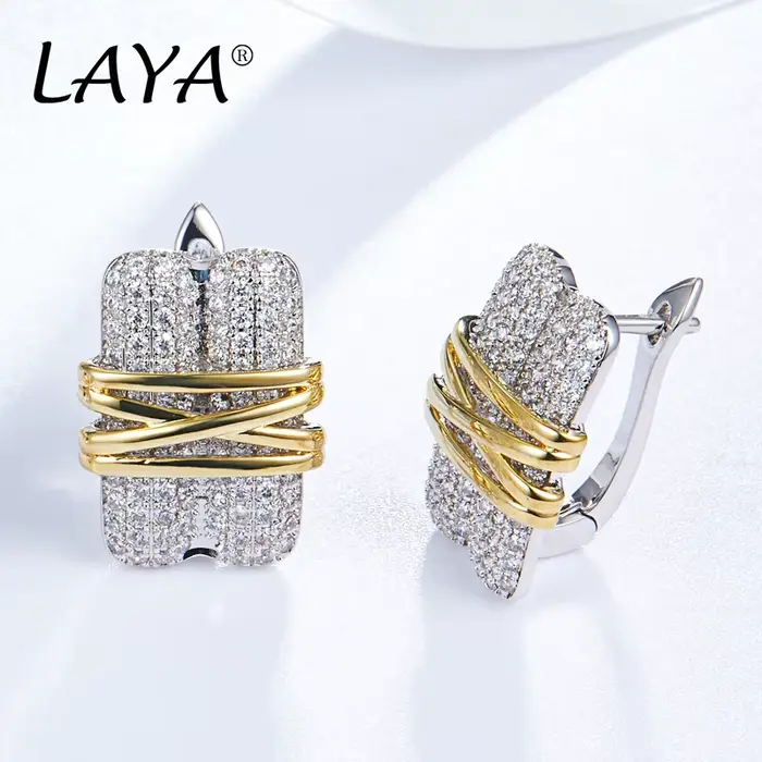 LAYA – boucles d'oreilles en argent Sterling 925, style rétro, or clair, multi-lignes, zircon AAAAA,