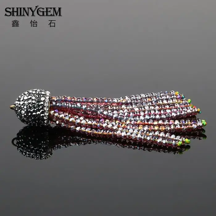 KendyGem-Pendentif pompon en cristal bohème, micro incrustation de biscuits, bijoux de bricolage, ha
