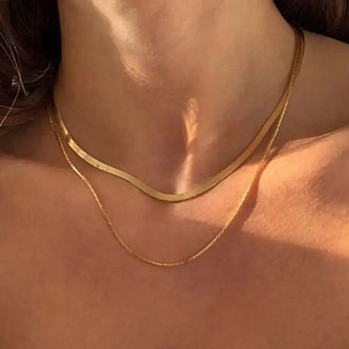 Nouveau 2025 acier inoxydable Double couche empilable chaîne collier femmes femme tour de cou bijoux
