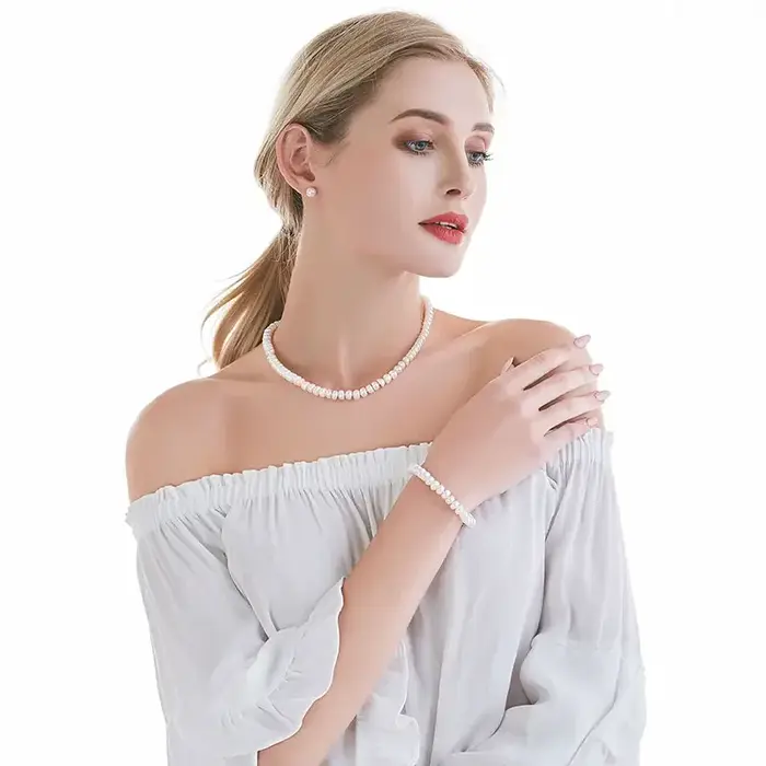 Collier de perles d'eau douce naturelles blanches pour femmes 8-9mm