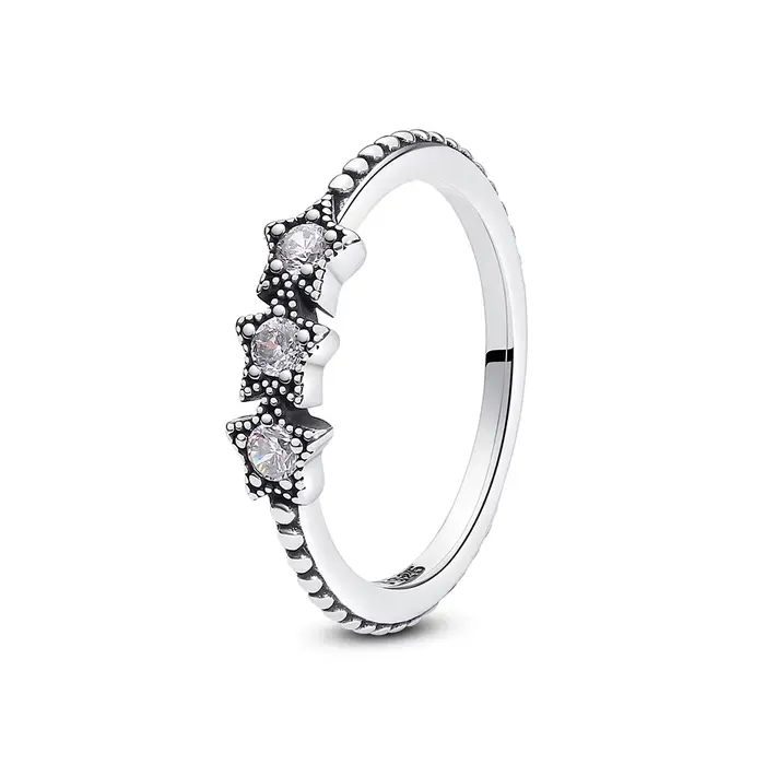Bague originale en argent Sterling 925 pour femmes, soleil, lune, étoiles pavées de cristaux, anneau