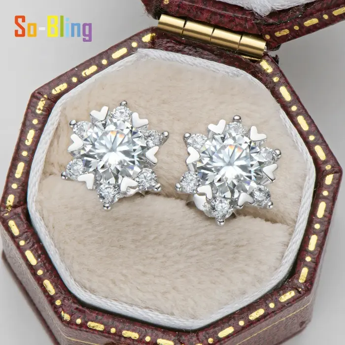 So-Bling 925 boucles d'oreilles en argent Sterling pour femmes élégant Fine Zircon boucle d'oreille mariée mariage fiançailles à la mode flocon de neige bijoux