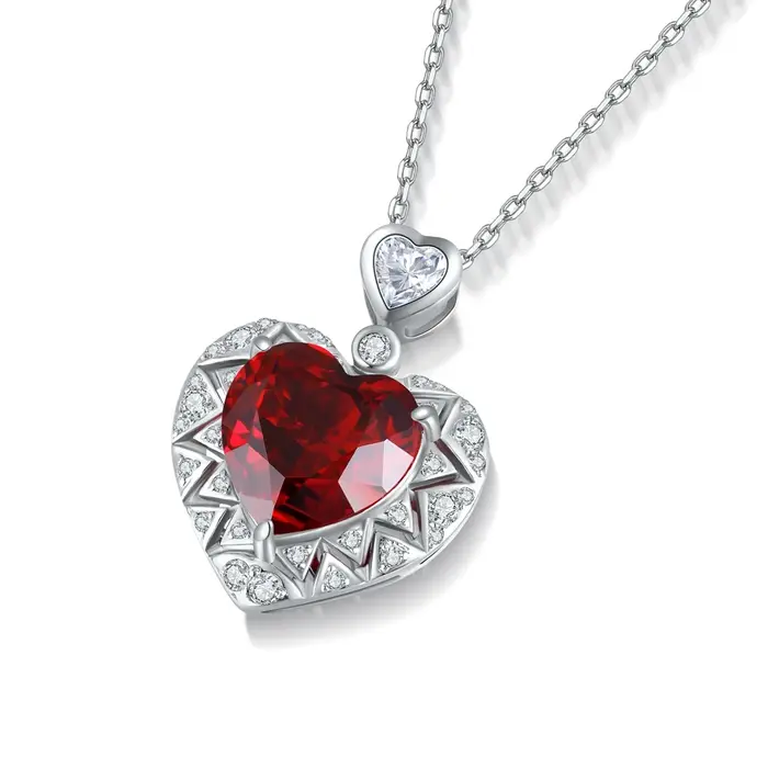 Collier pendentif vintage en argent sterling 925 avec rubis