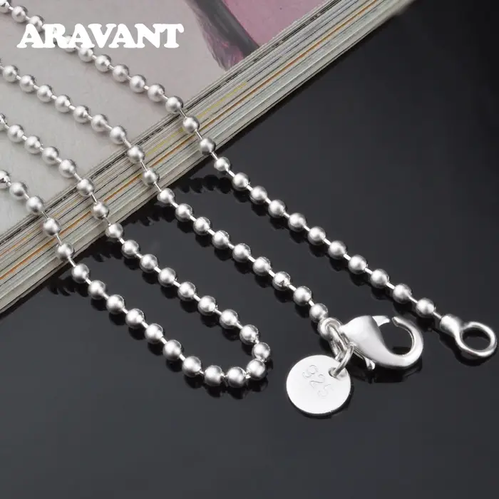 Aravant 925 argent 2MM perle chaîne collier pour femmes mode bijoux cadeaux