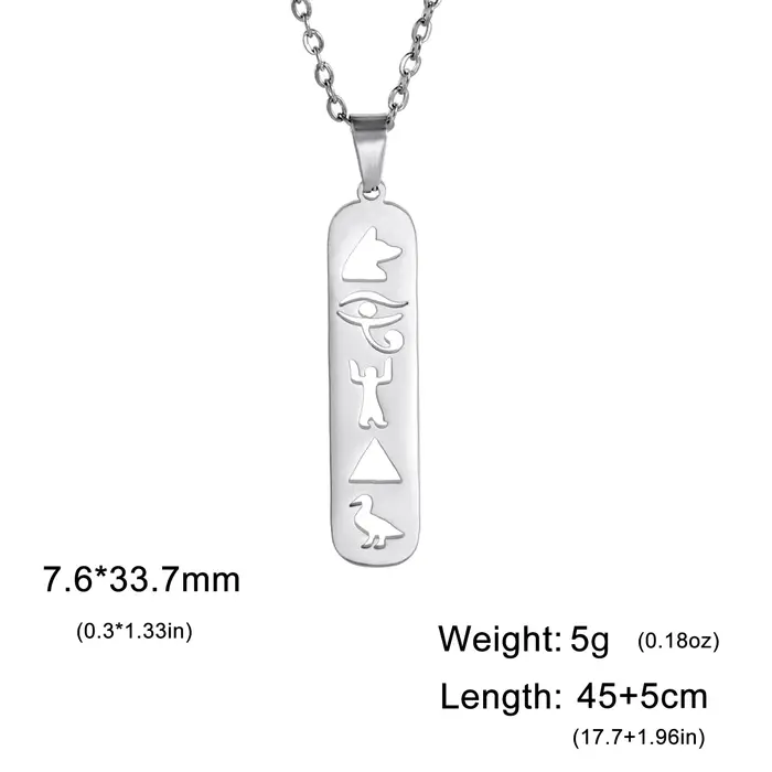 Skyrim-Collier Ankh égyptien Hiéroglyphes Acier inoxydable Oeil d'Horus Chaîne de cou Ancienne Egypt