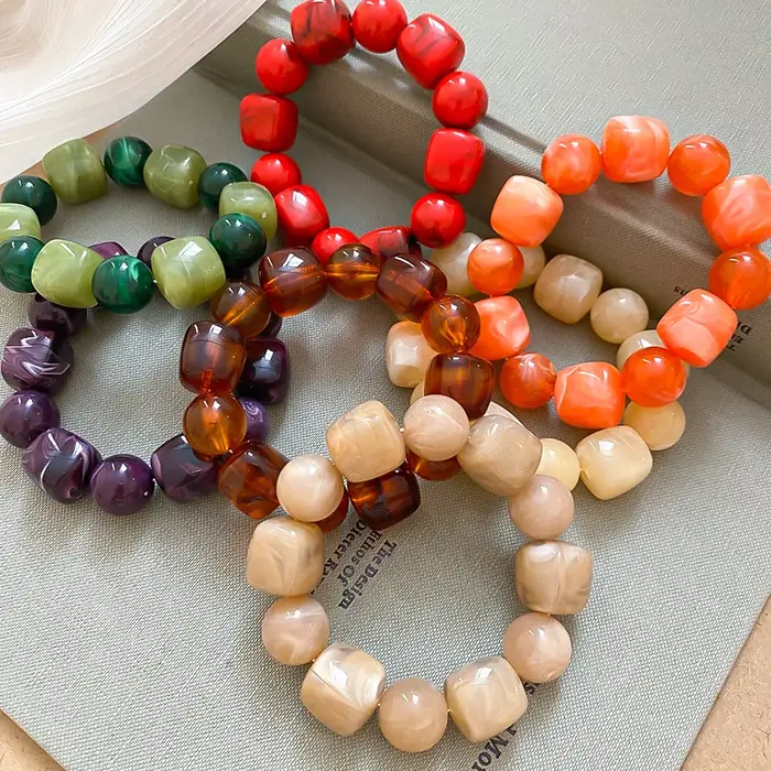 Bracelet Bohème en Acrylique Ronds et Carrés pour Femmes Occasions Spéciales et Journées Casual