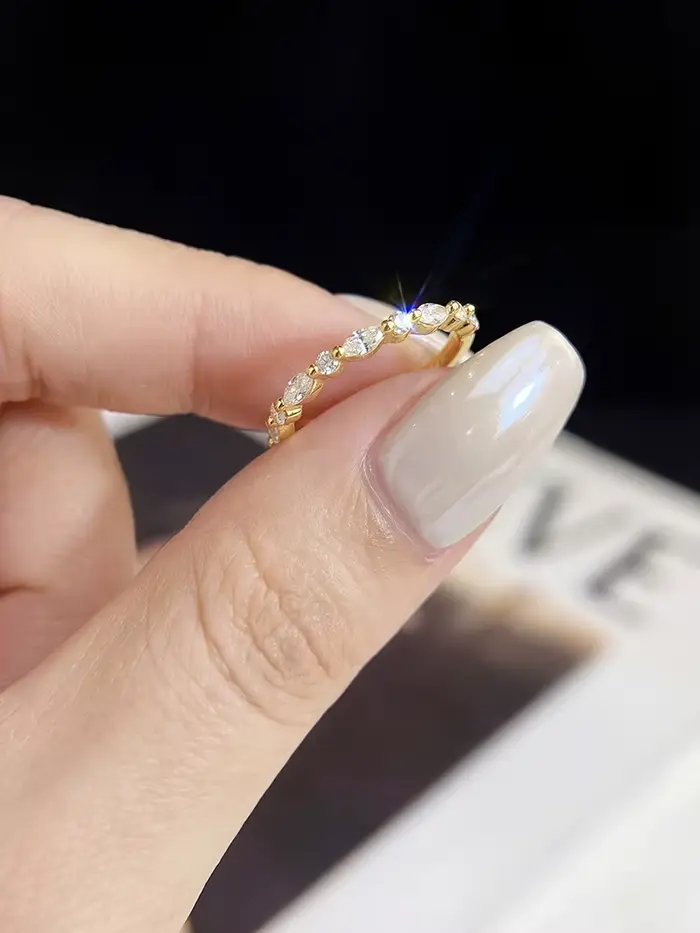 Bague élégante en argent Sterling 925 avec diamant Moissanite véritable