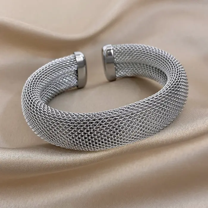 Bracelet Ouvert en Acier Inoxydable Greatera Finition Or et Rhodium Style Classique pour Hommes et Femmes Occasions Spéciales
