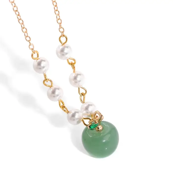 ChimApple-Collier pendentif en pierre de pomme pour femme
