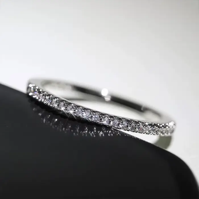 Bagues de fiançailles en cristal en argent regardé 925 pour femmes et filles