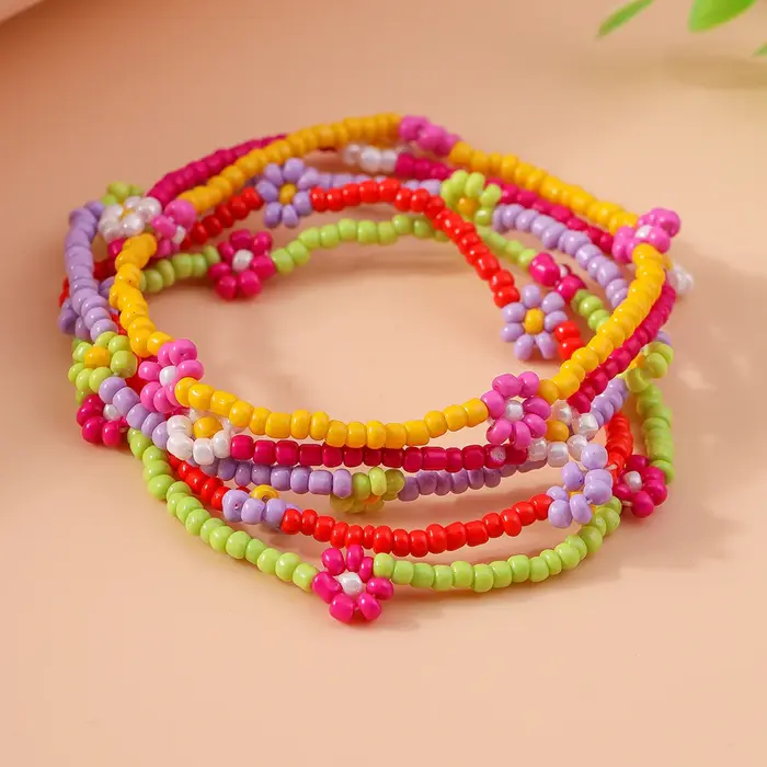 Bracelets de cheville colorés style Boho perles de fleurs faites à la main pour femmes et filles variété de styles et occasions spéciales