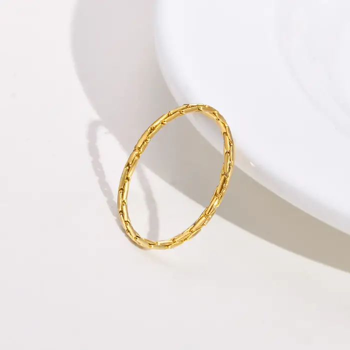 Bague Chic à chaîne fine pour femmes, couleur or, bagues de mariage en métal en acier inoxydable, ca
