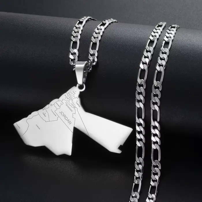 Anniyo le royaume Hashemite de Jordan carte pendentif colliers pour femmes hommes unisexe jordanien bijoux # 321301
