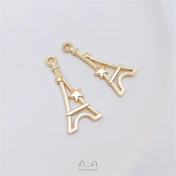 Pendentif tour Eiffel de Paris plaqué or 14 carats