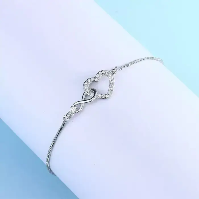 Bracelets à main en argent Sterling 925 pour femmes, en forme de cœur et de Zircon, de luxe coréen,