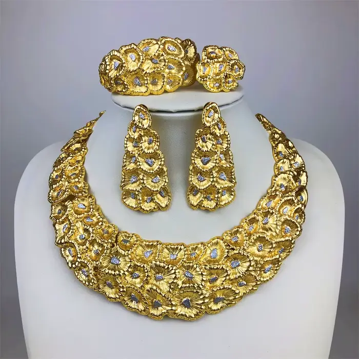 ESALE – ensemble de bijoux pour femmes, collier plaqué or, pendentif rond, boucles d'oreilles simple