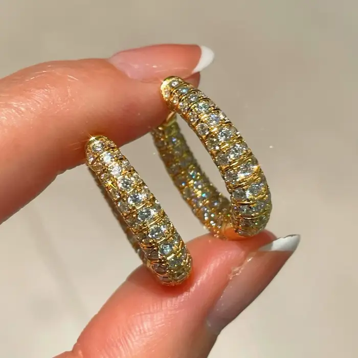 Boucles d'oreilles créoles vintage en argent sterling 925 serties d'émeraudes et de diamants pour femmes occasions spéciales mariage fiançailles