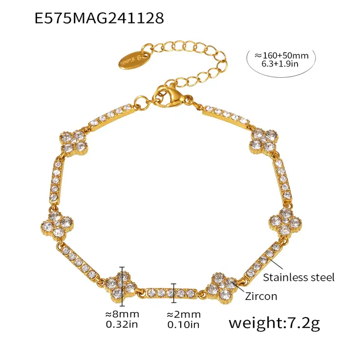 Bracelet plaqué or en Zircon pour femmes, en acier inoxydable, Vintage, luxe quotidien, bijoux à bre