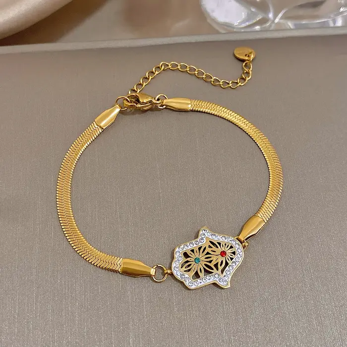 DODOHAO Vintage turc main de Fatima Bracelet à breloques en acier inoxydable pour les femmes déclara