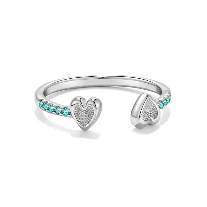 ANDYWEN – bague Double cœur réglable en argent Sterling 925, zircone bleue scintillante, cadeau roma