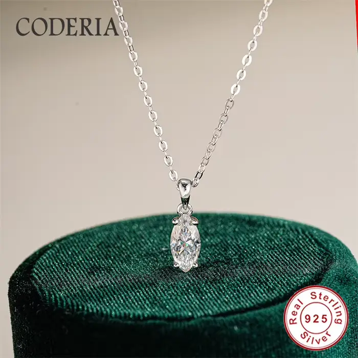 Pendentif chaîne de clavicule en argent Sterling 100%, 1CT, coupe Marquise D VVS1, collier Moissanit