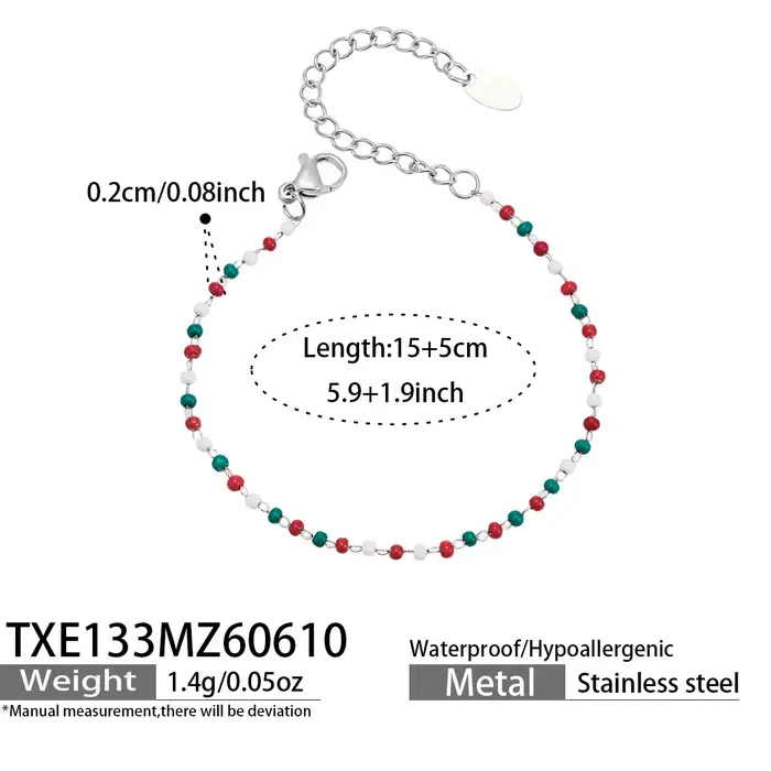 Collier Zircon North Star Y avec perles émaillées empilables, en acier inoxydable 316L plaqué or 18 