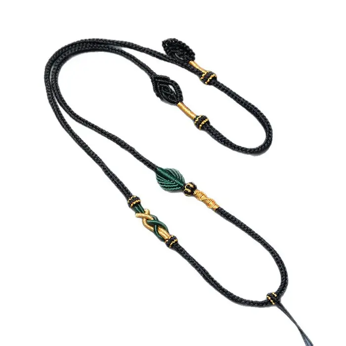 Pendentif en jade tressé à huit brins cordon en jadeite réglable pour femmes occasions spéciales jujube kaki gris violet rouge kaki foncé noir