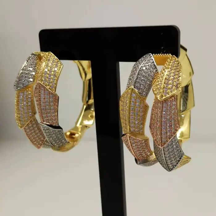 Boucles d'oreilles en zircone cubique élégantes pour femmes, nouvelles tendances créoles pour mariages et soirées de gala