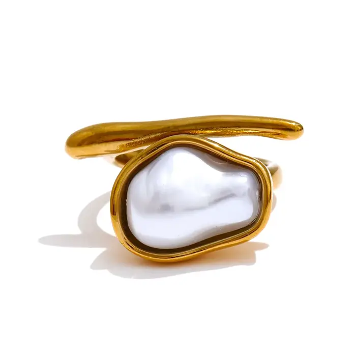 Yhpup 2025 – bague Vintage en perles d'imitation baroques pour femmes, plaqué or 18 carats, mode dis