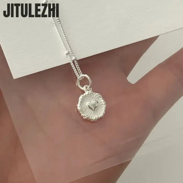 Collier pendentif en argent Sterling 925 pour femmes, bijoux, petit cercle, amour, édition coréenne,