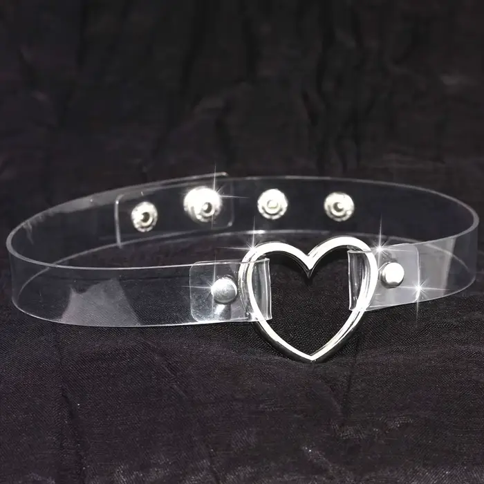 Collier à col transparent en forme de cœur de style punk gothique, tour de cou transparent sexy, idé