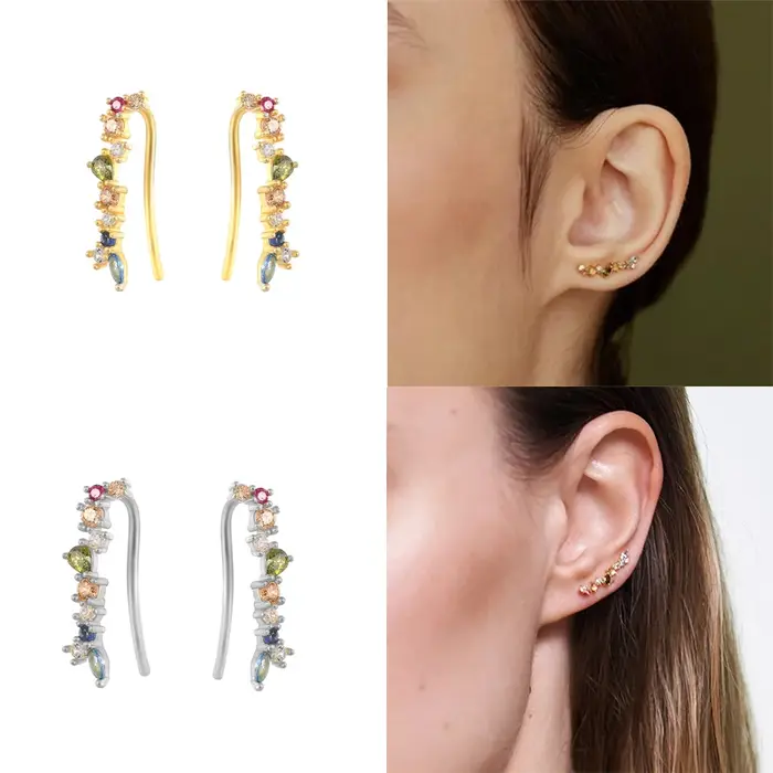 BOAKO 100% 925 boucles d'oreilles en argent Sterling zircon coloré pour les femmes