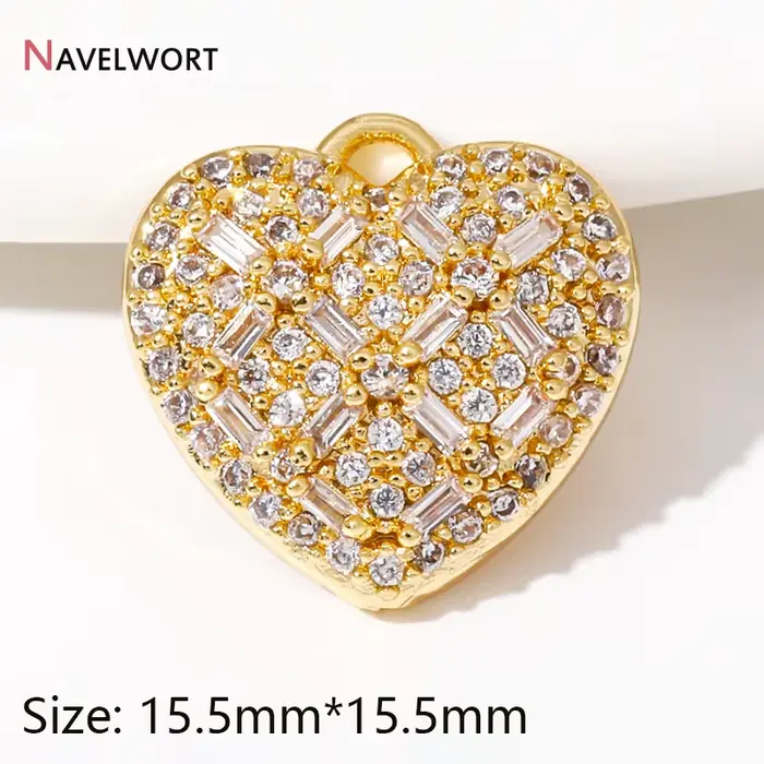 Breloques coeur plaquées or 18 carats pour bracelet et collier, accessoires exécutifs, bijoux incrus