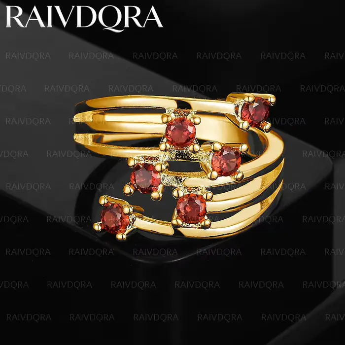 Bague de mariage en Zircon rouge plaqué or 18 carats pour femmes, bijoux à la mode, accessoires de f