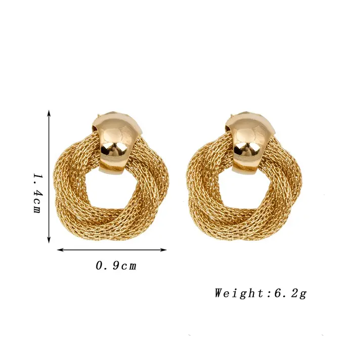 Vintage métallique torsadé tissage rond cercle boucles d'oreilles 2025 nouvelle mode fête de mariage