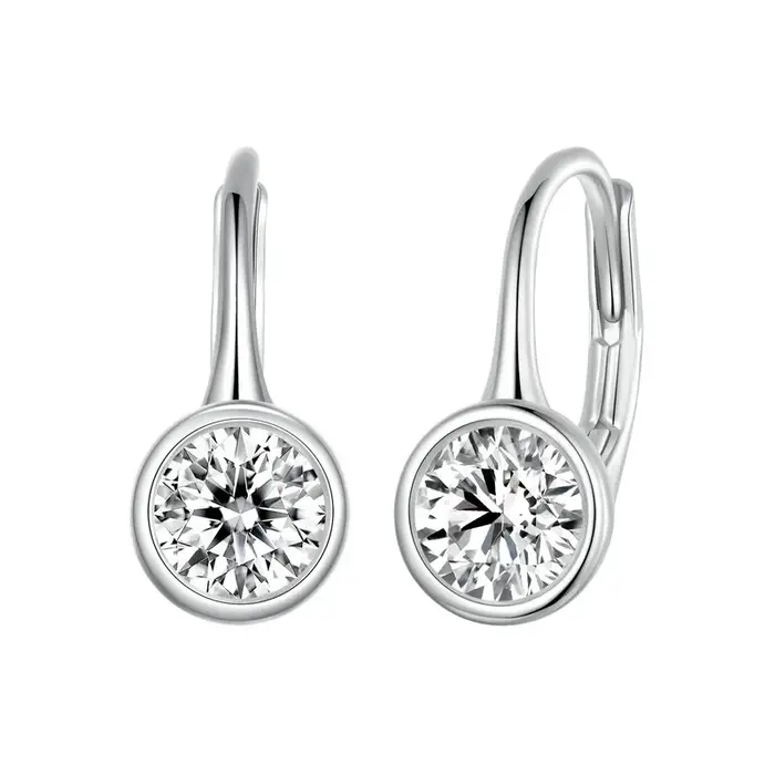 BAMOER 0.5CT boucles d'oreilles rondes Moissanite 925 boucles d'oreilles classiques en argent Sterli