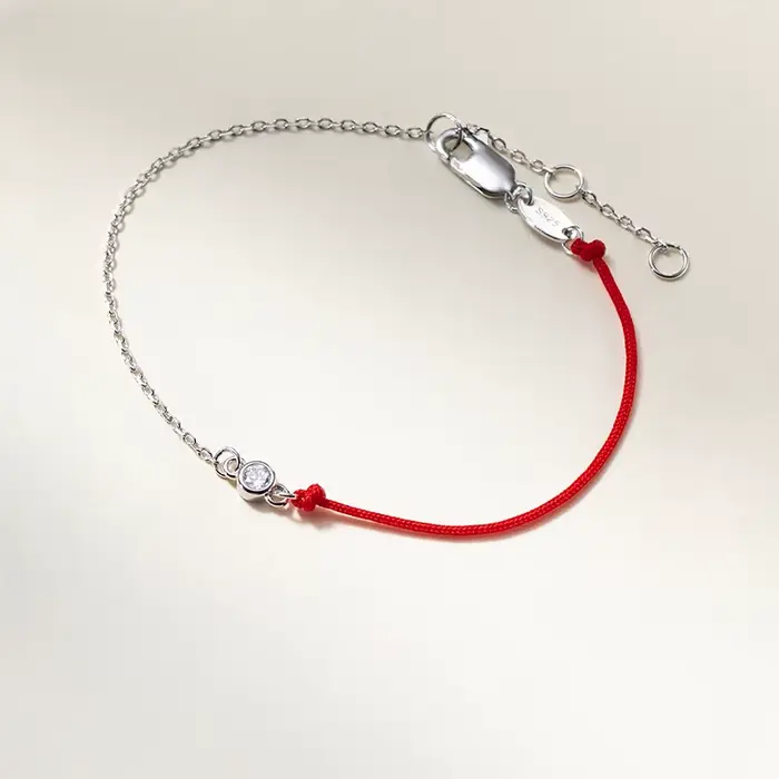 WANTME 925 argent Sterling brillant rond Zircon rouge tressé à la main corde breloques chaîne Bracel