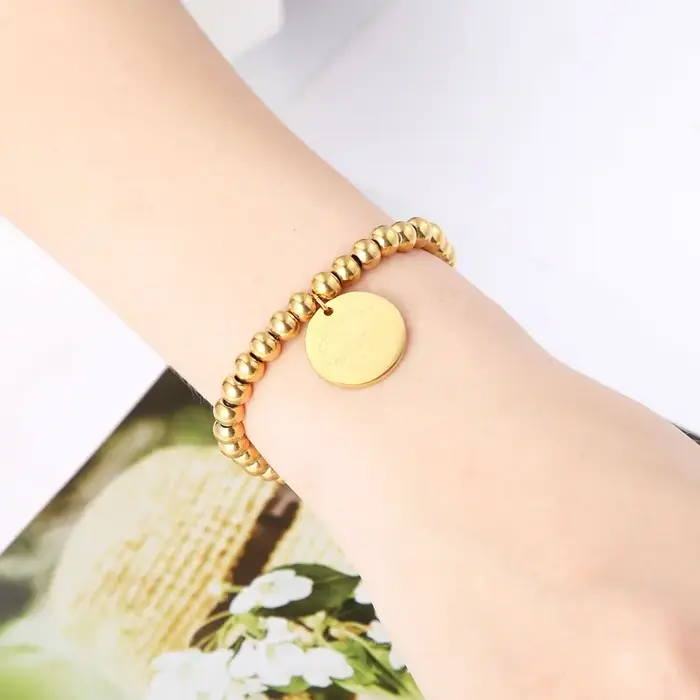 Nouveau Bracelet de perles de corde élastique en acier inoxydable pour femmes