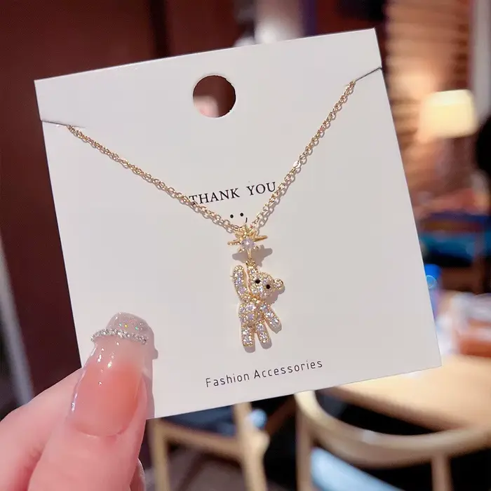Obega – colliers ours adorables pour femmes, chaîne de cou couleur or incrustée de zircon cubique, b