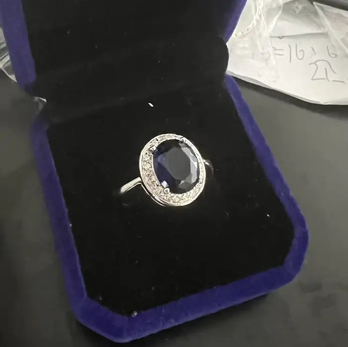 Royal Lab-Bague de fiançailles en or 10 carats avec saphir et diamant pour femme, bague de promesse,