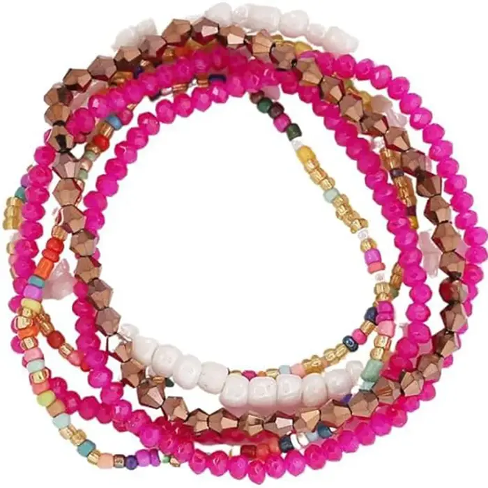 Boho coloré à la main empilable perle Bracelets ensemble multicolore graine couches extensible Bracelet