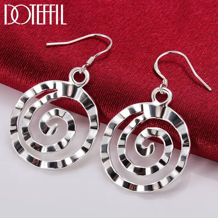DOTEFFIL 925 en argent Sterling classique serpent anneau boucles d'oreilles charme femmes bijoux mod