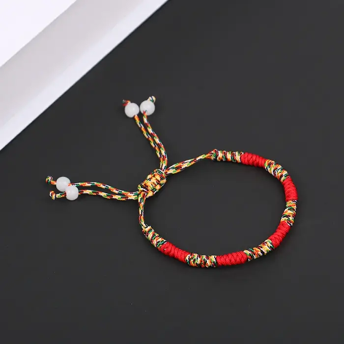 Bracelet tressé porte-bonheur tissé à la main pour hommes et femmes, bijoux bouddhistes, corde régla
