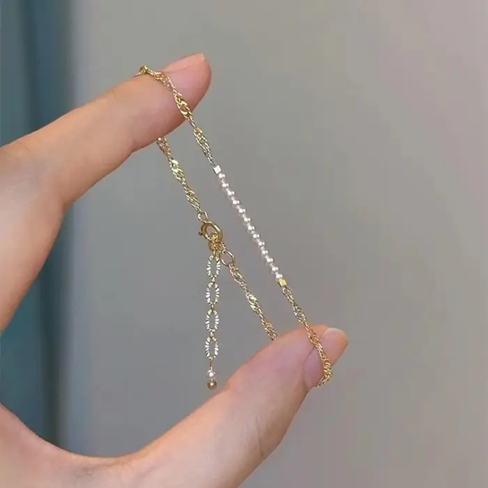 Nouveau 925 Bracelet de perles en argent Sterling personnalisé Simple charmant femme