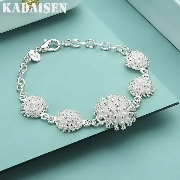 Bracelet en argent Sterling 925 avec cinq coraux pour femmes