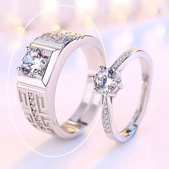 Bague de luxe en argent sterling 925 avec zircone exquise pour hommes et femmes, cadeau de mariage, 
