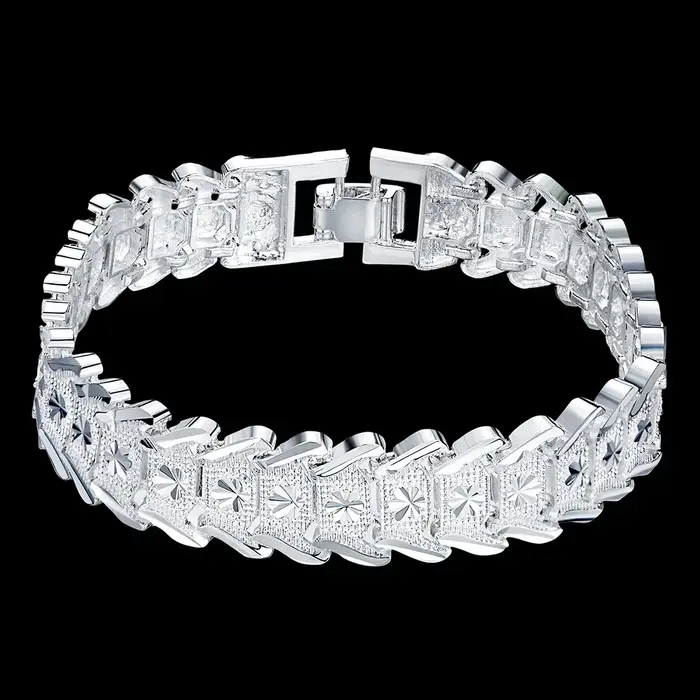 Bracelet en argent Sterling 925 pour hommes et femmes, chaîne élégante de 12MM, bijoux fins de luxe,