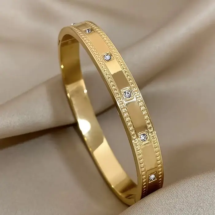 AENSOA Unique couleur or africain Rune Texture charme bracelets en acier inoxydable Bracelet pour femmes dubaï Design poignet bijoux cadeau